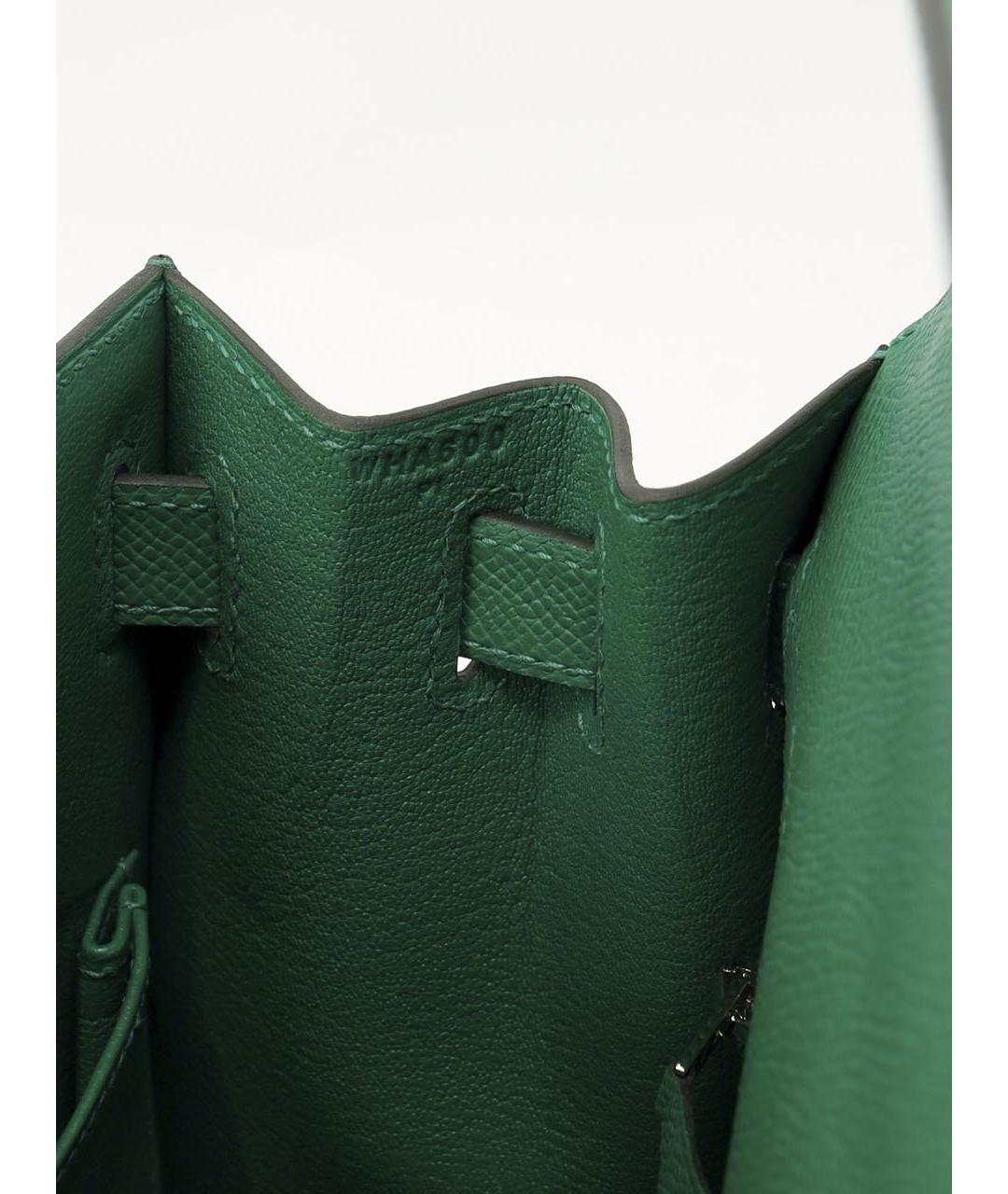 HERMES Зеленая кожаная сумка с короткими ручками, фото 5