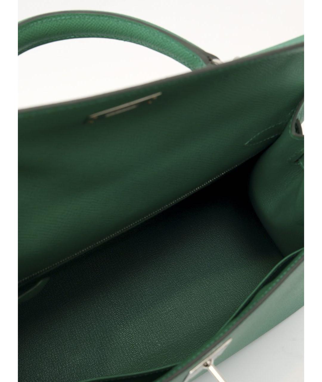 HERMES Зеленая кожаная сумка с короткими ручками, фото 4