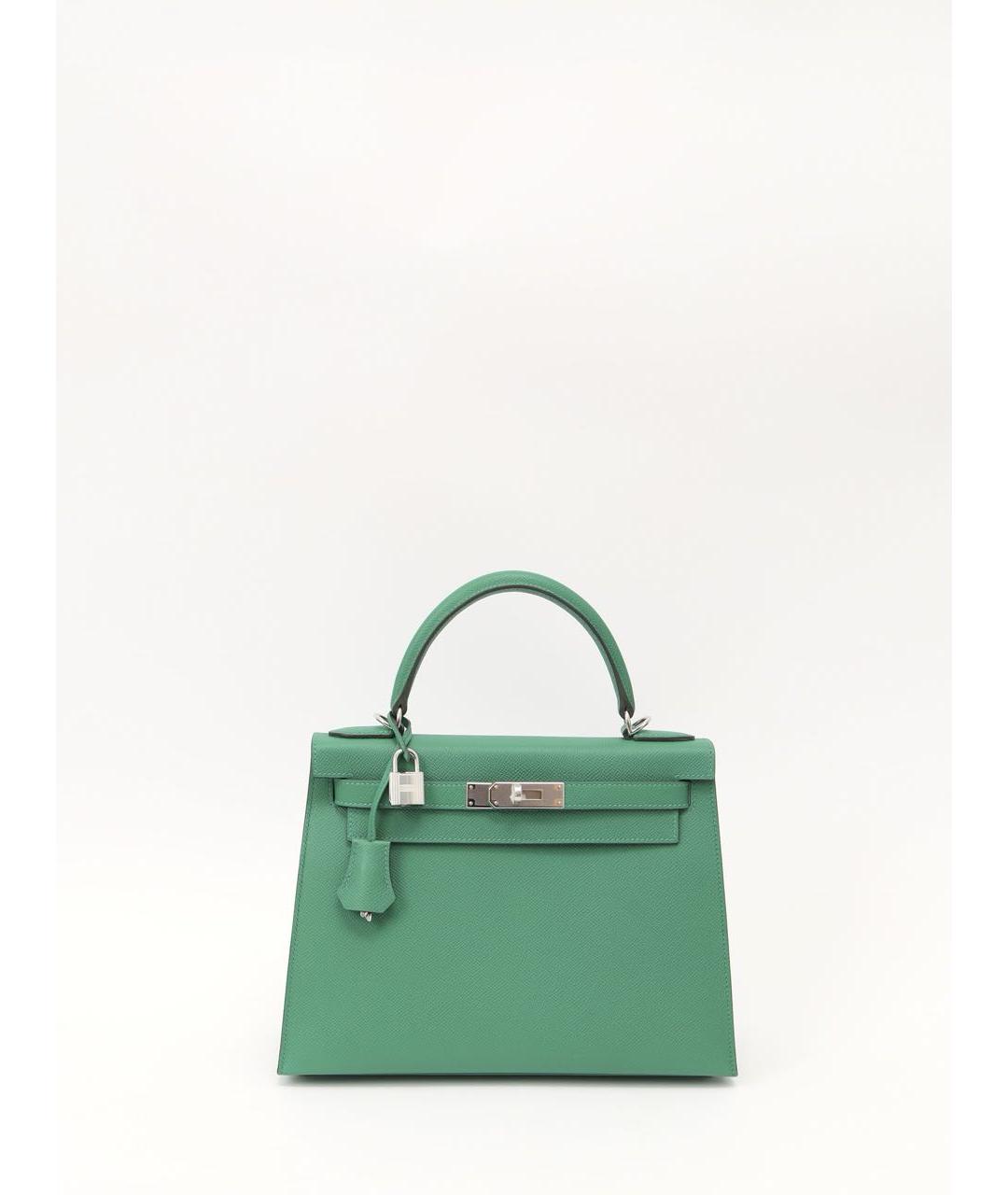 HERMES Зеленая кожаная сумка с короткими ручками, фото 9
