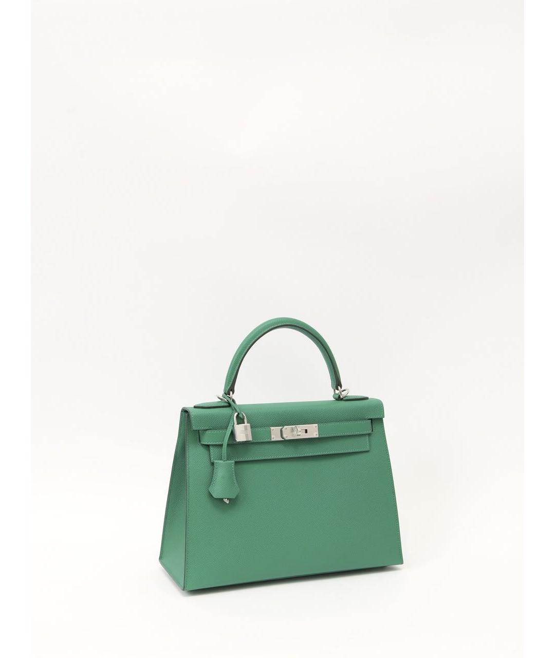 HERMES Зеленая кожаная сумка с короткими ручками, фото 2