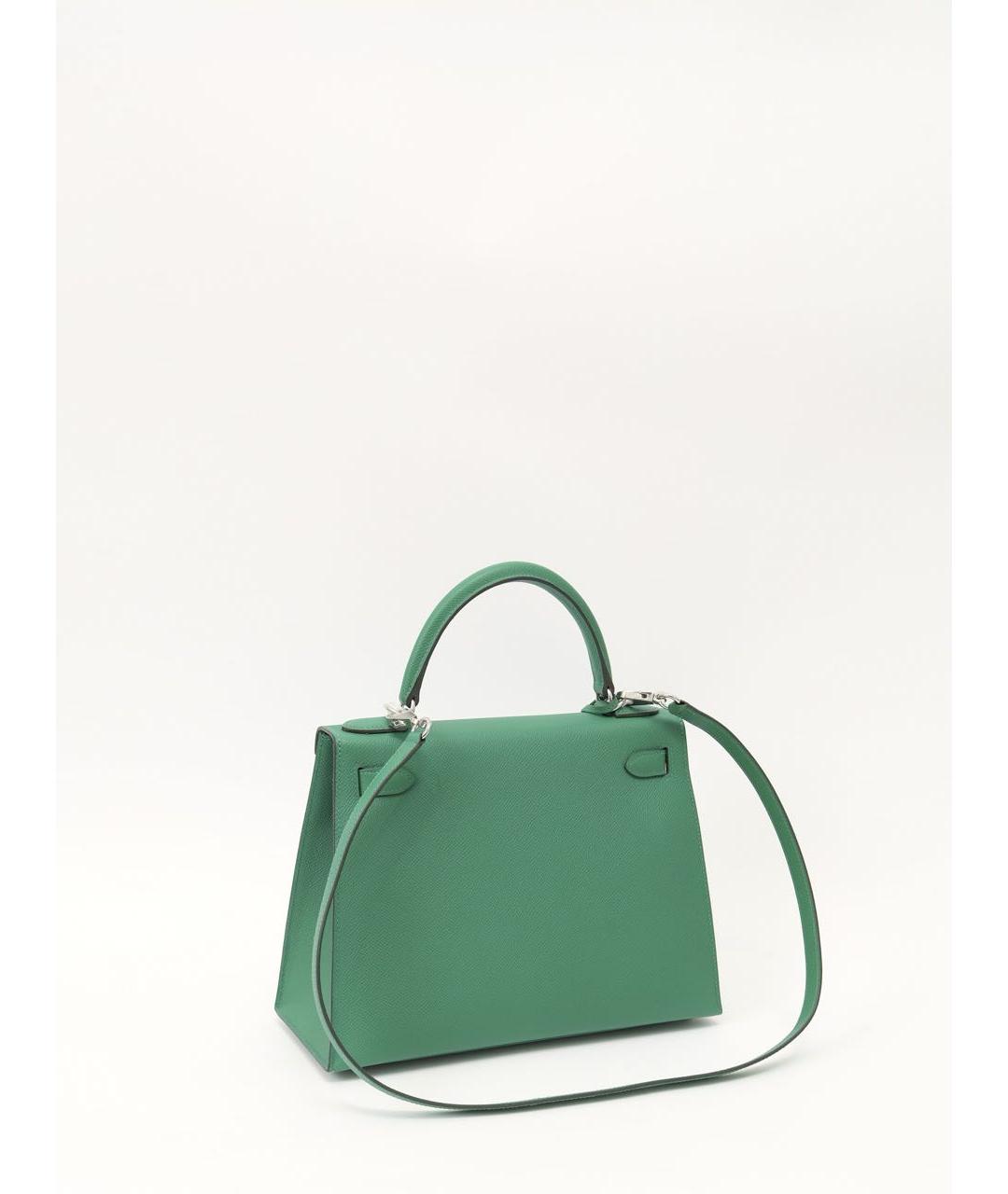 HERMES Зеленая кожаная сумка с короткими ручками, фото 3