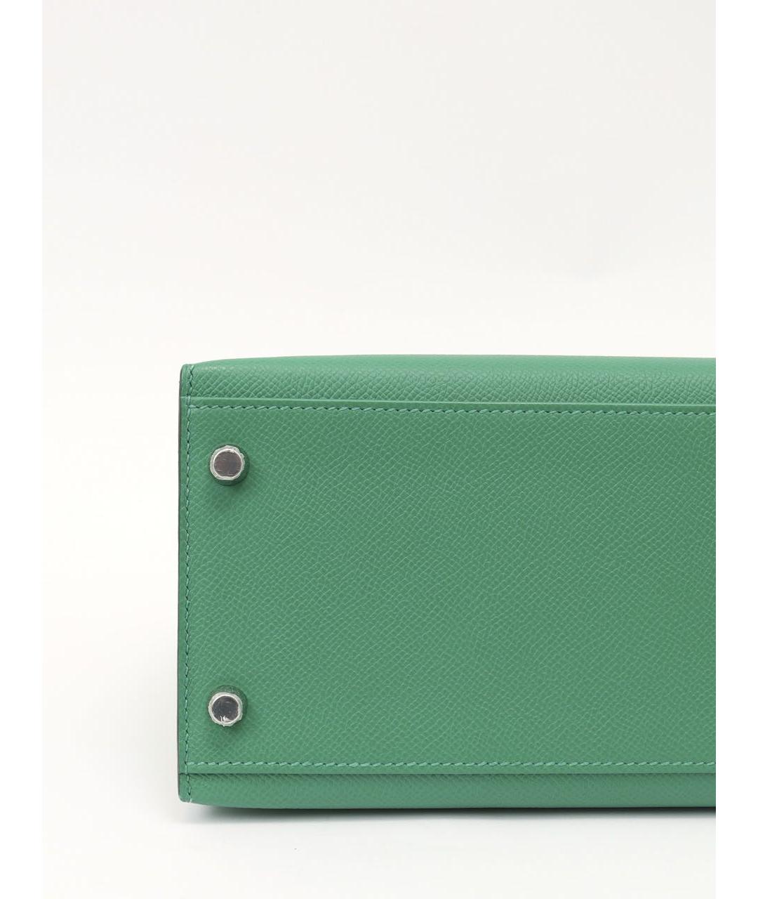 HERMES Зеленая кожаная сумка с короткими ручками, фото 6