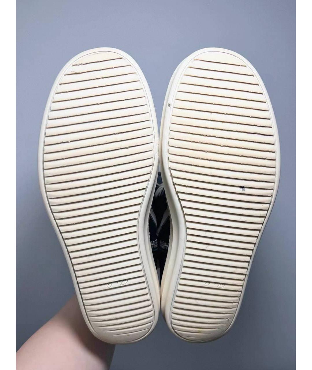 RICK OWENS Черные кожаные высокие кроссовки / кеды, фото 7