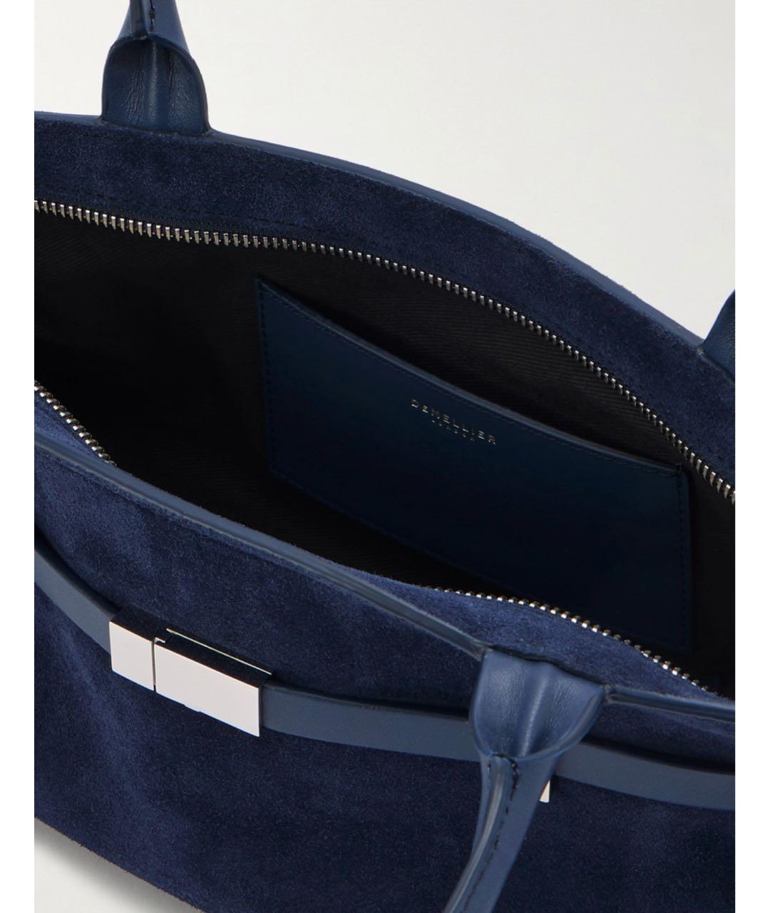 DEMELLIER Темно-синяя замшевая сумка с короткими ручками, фото 3