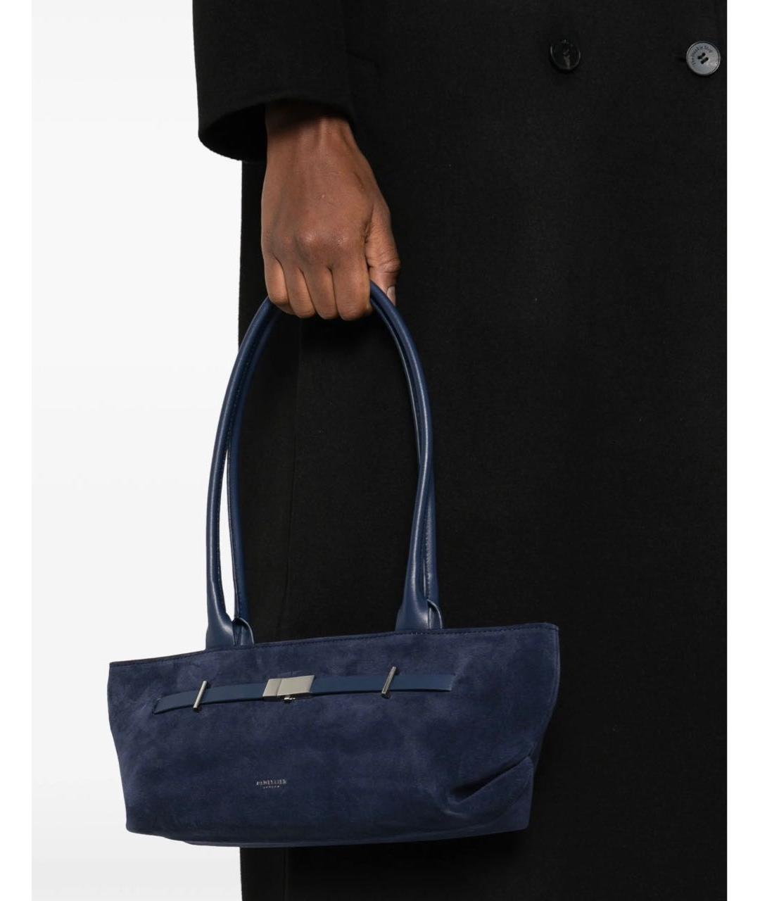 DEMELLIER Темно-синяя замшевая сумка с короткими ручками, фото 2