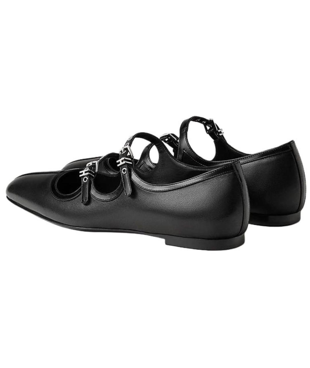 HERMES Черные кожаные туфли, фото 4