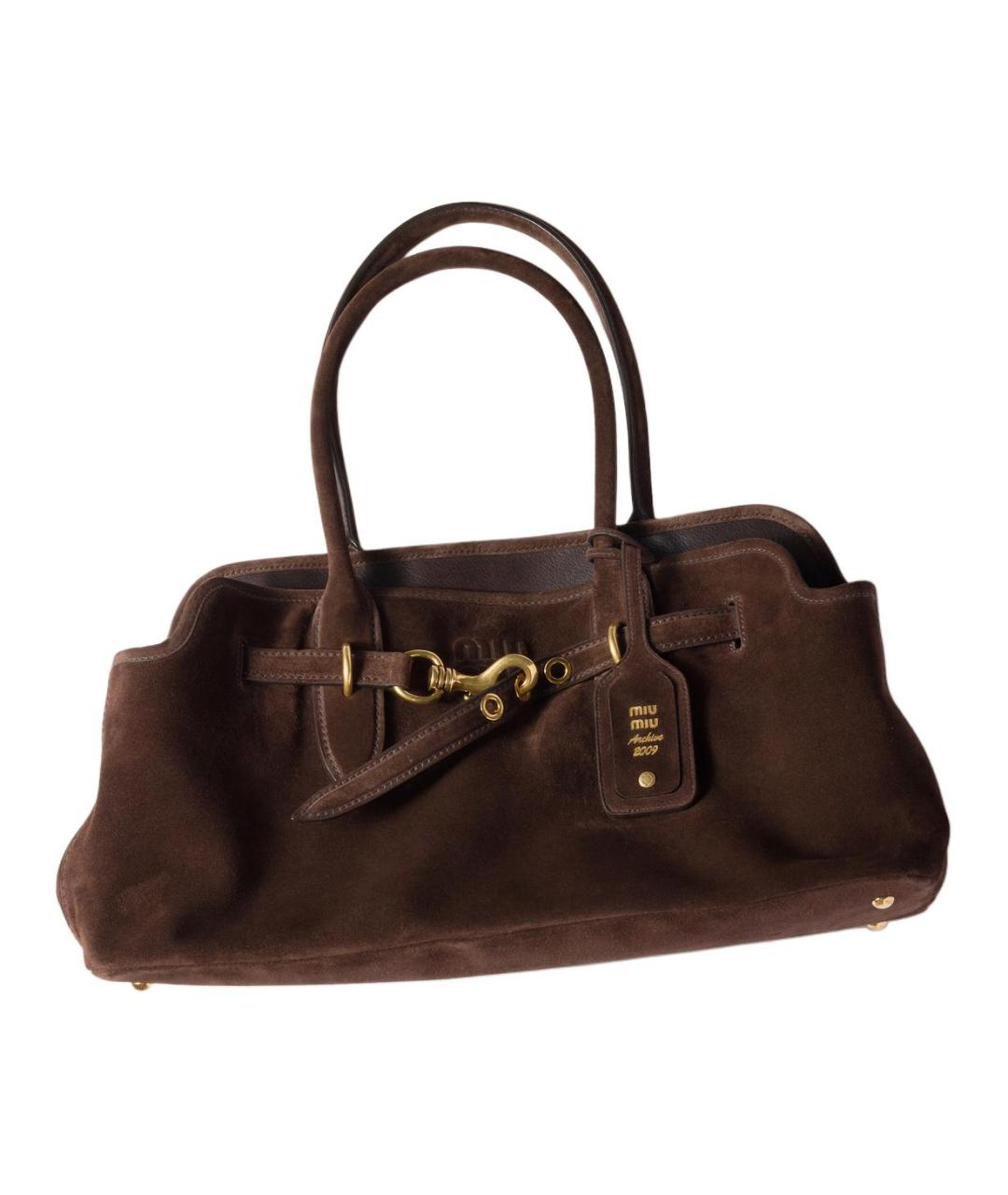 MIU MIU Коричневая замшевая сумка через плечо, фото 2