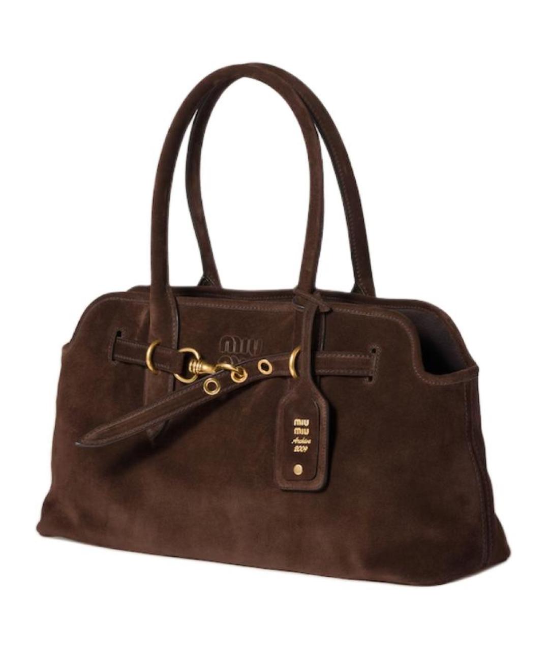 MIU MIU Коричневая замшевая сумка через плечо, фото 3