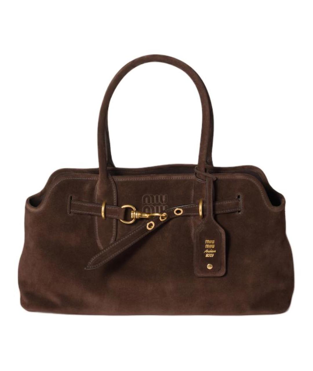 MIU MIU Коричневая замшевая сумка через плечо, фото 1