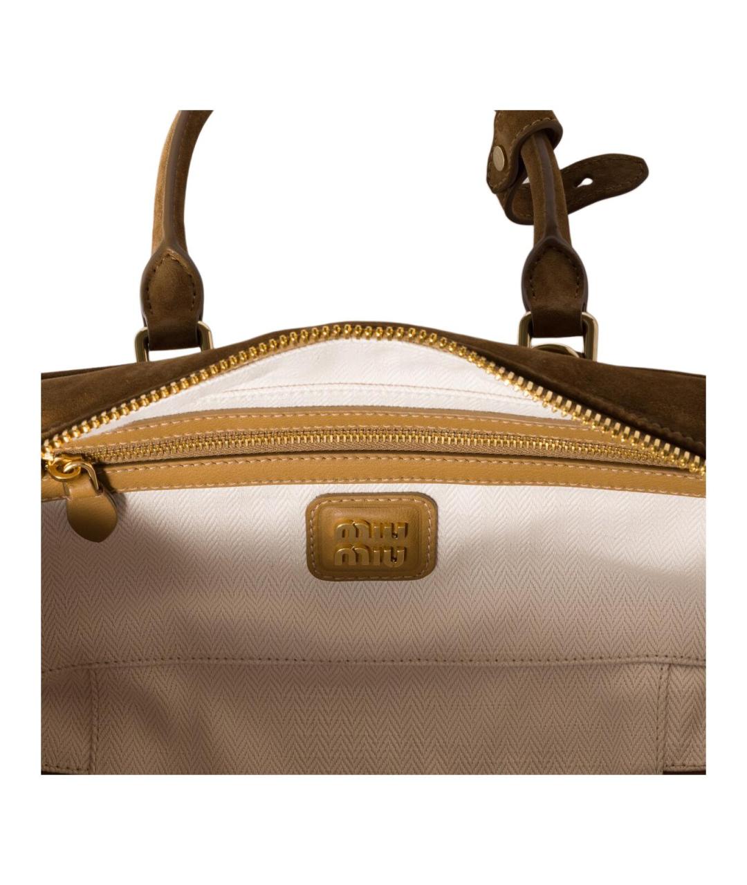 MIU MIU Бежевая замшевая сумка через плечо, фото 4