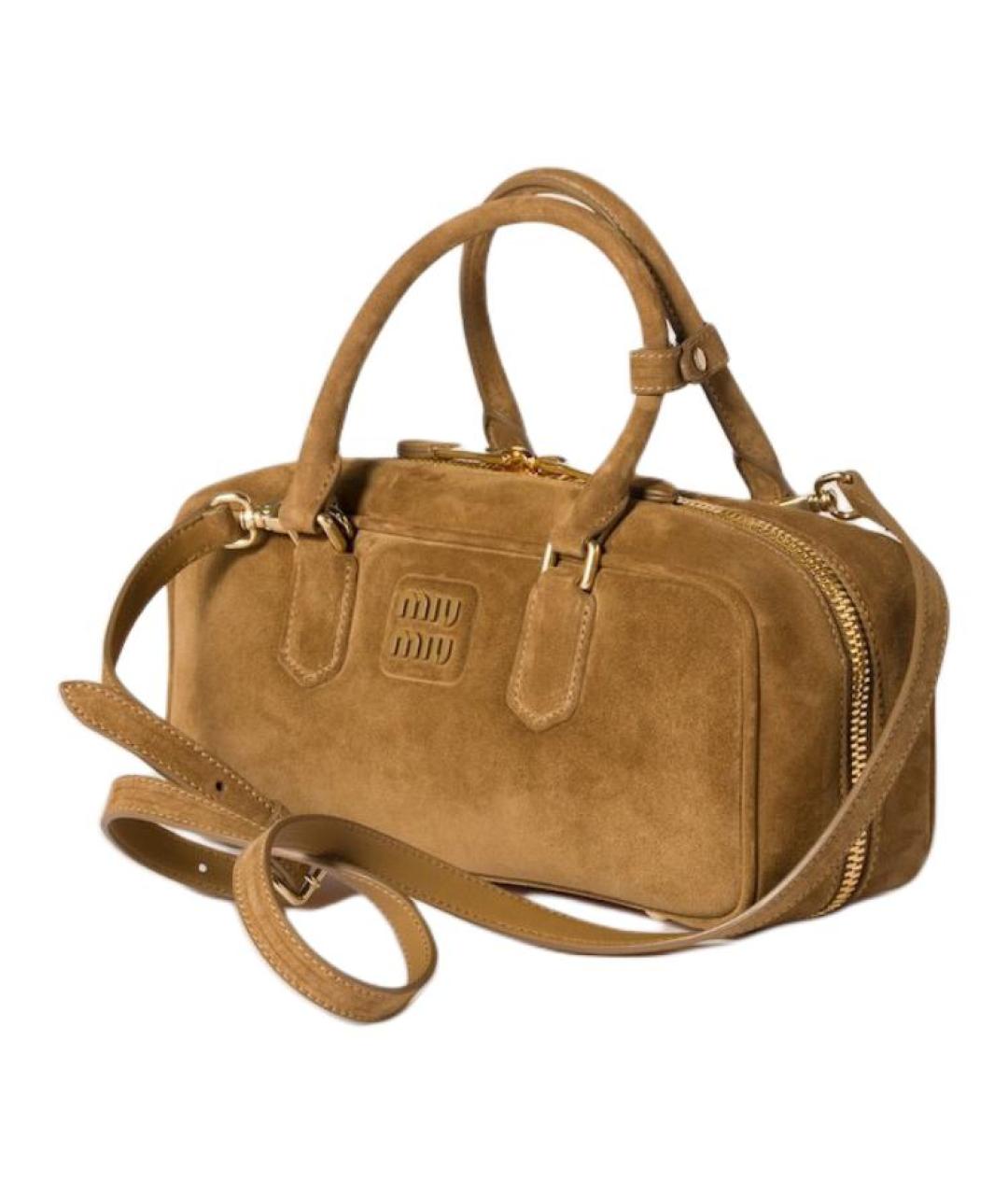 MIU MIU Бежевая замшевая сумка через плечо, фото 2