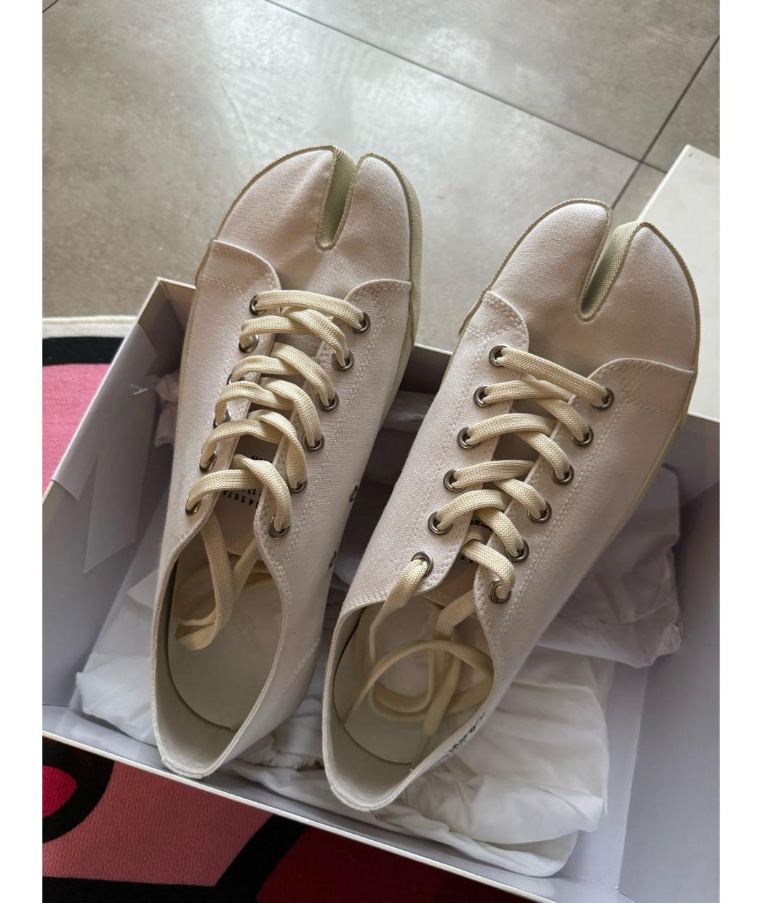 MAISON MARGIELA Белые текстильные низкие кроссовки / кеды, фото 4