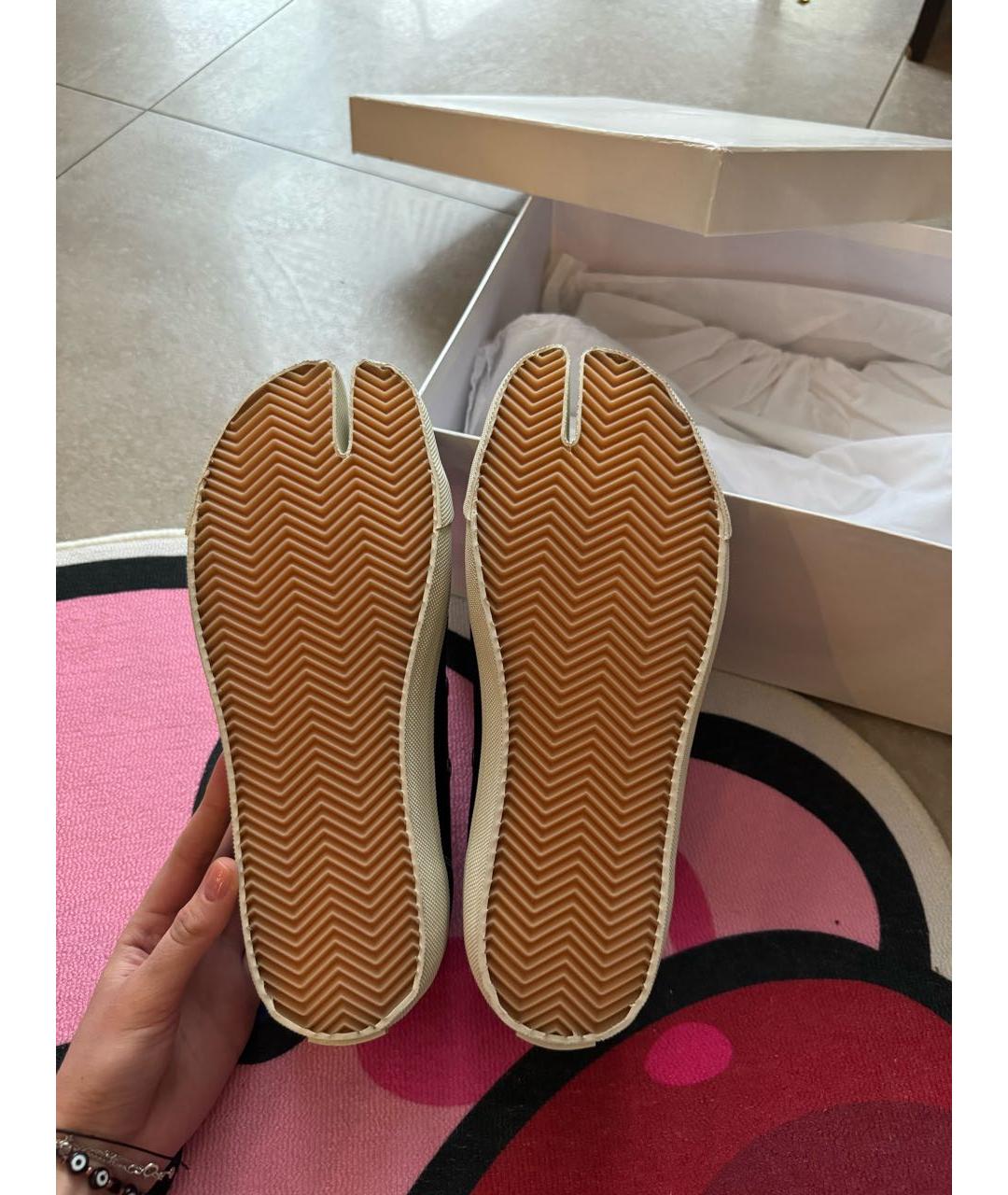 MAISON MARGIELA Белые текстильные низкие кроссовки / кеды, фото 3