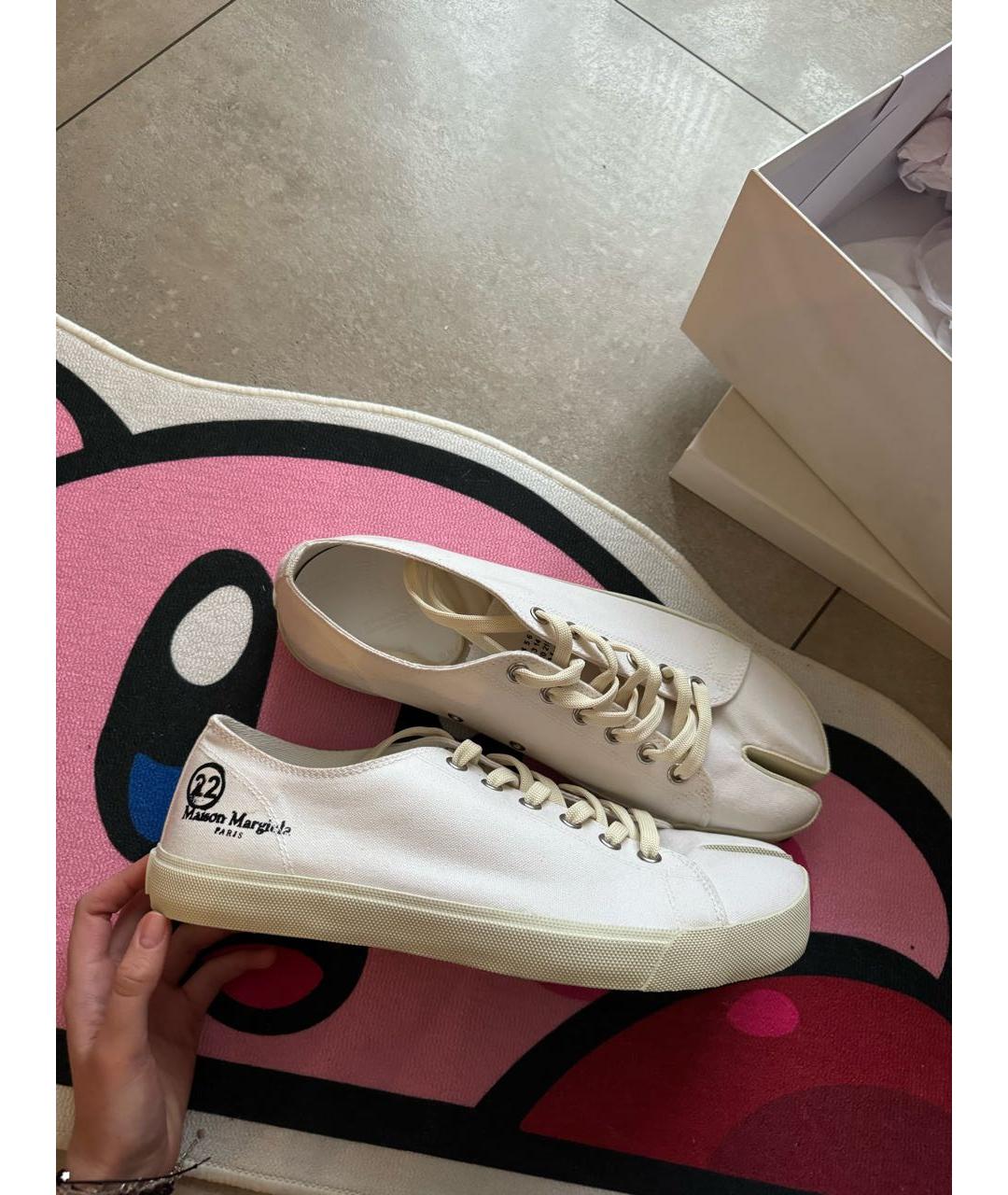 MAISON MARGIELA Белые текстильные низкие кроссовки / кеды, фото 5