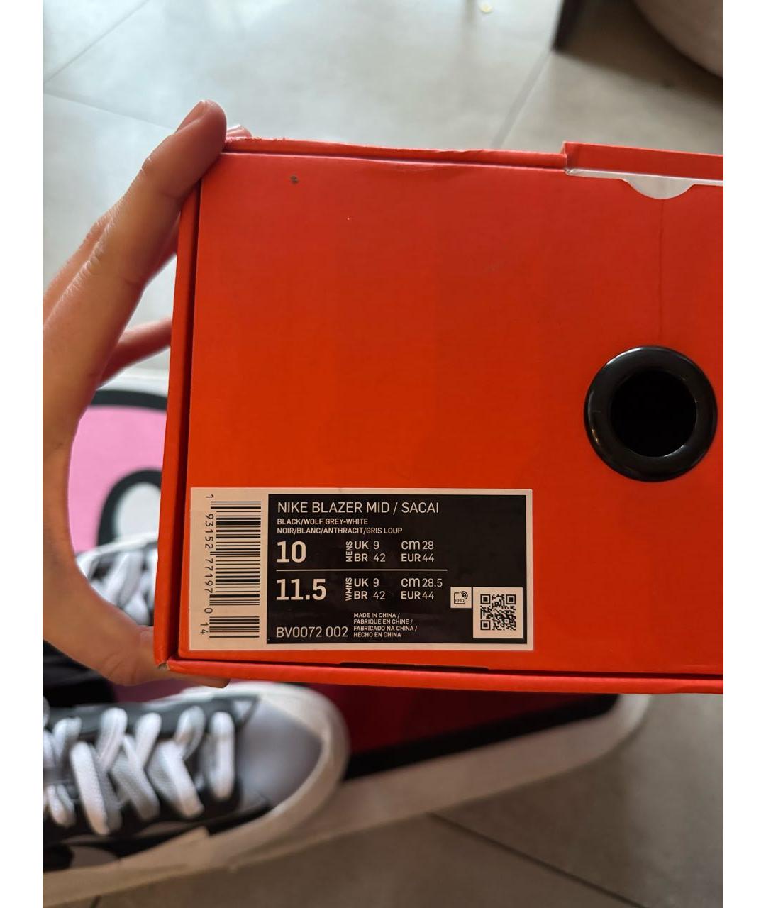 SACAI Черные кожаные высокие кроссовки / кеды, фото 4