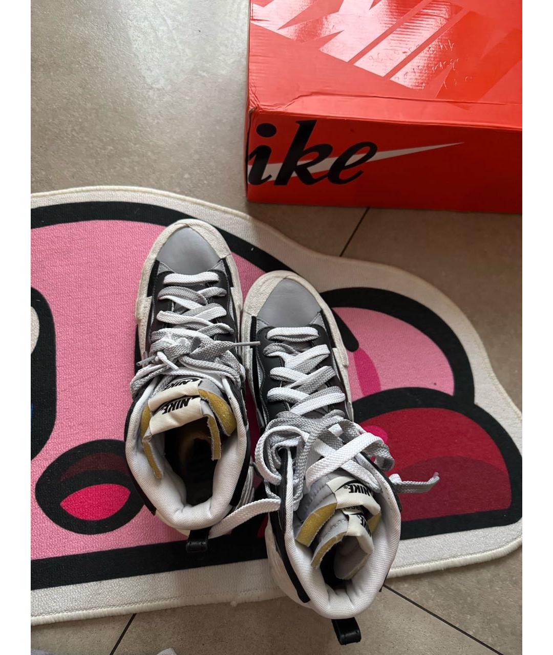 SACAI Черные кожаные высокие кроссовки / кеды, фото 5