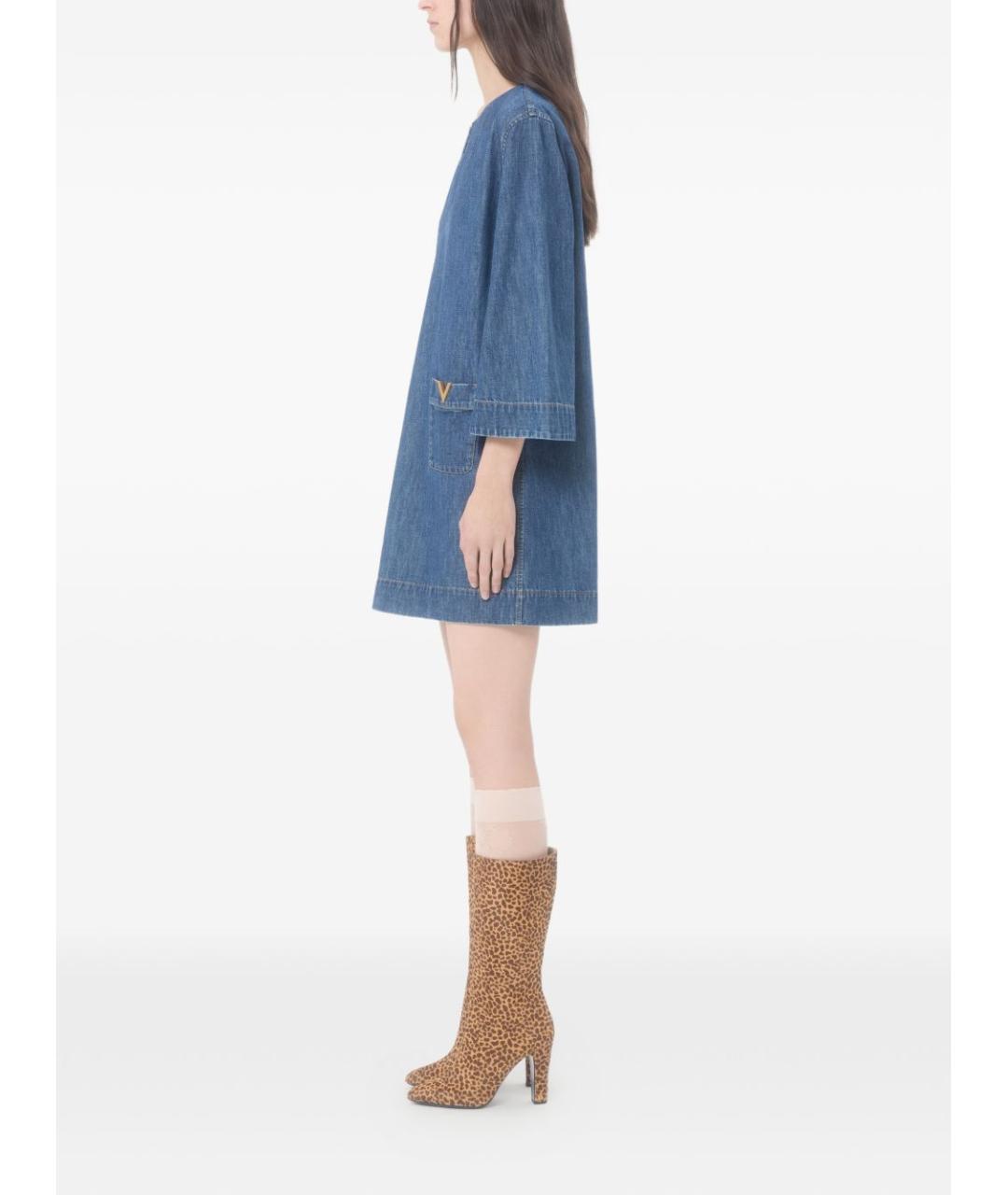 VALENTINO Синее хлопковое повседневное платье, фото 5