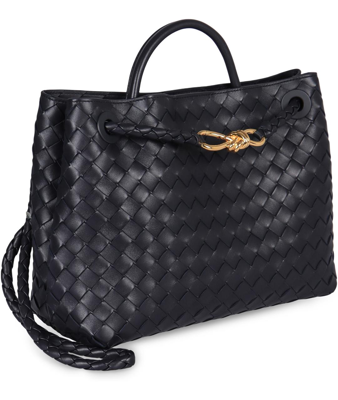 BOTTEGA VENETA Черная кожаная сумка тоут, фото 3