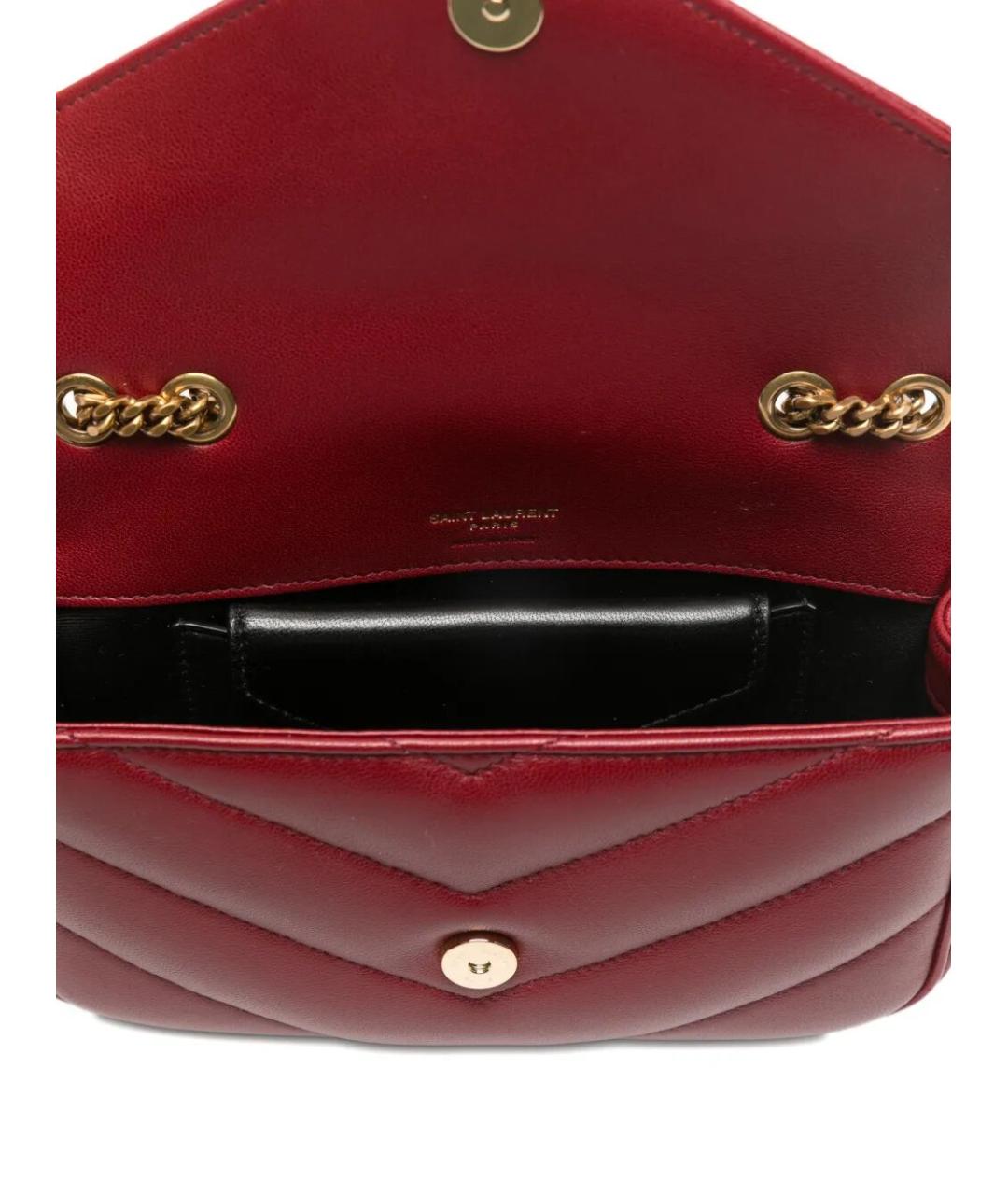 SAINT LAURENT Красная кожаная сумка через плечо, фото 5