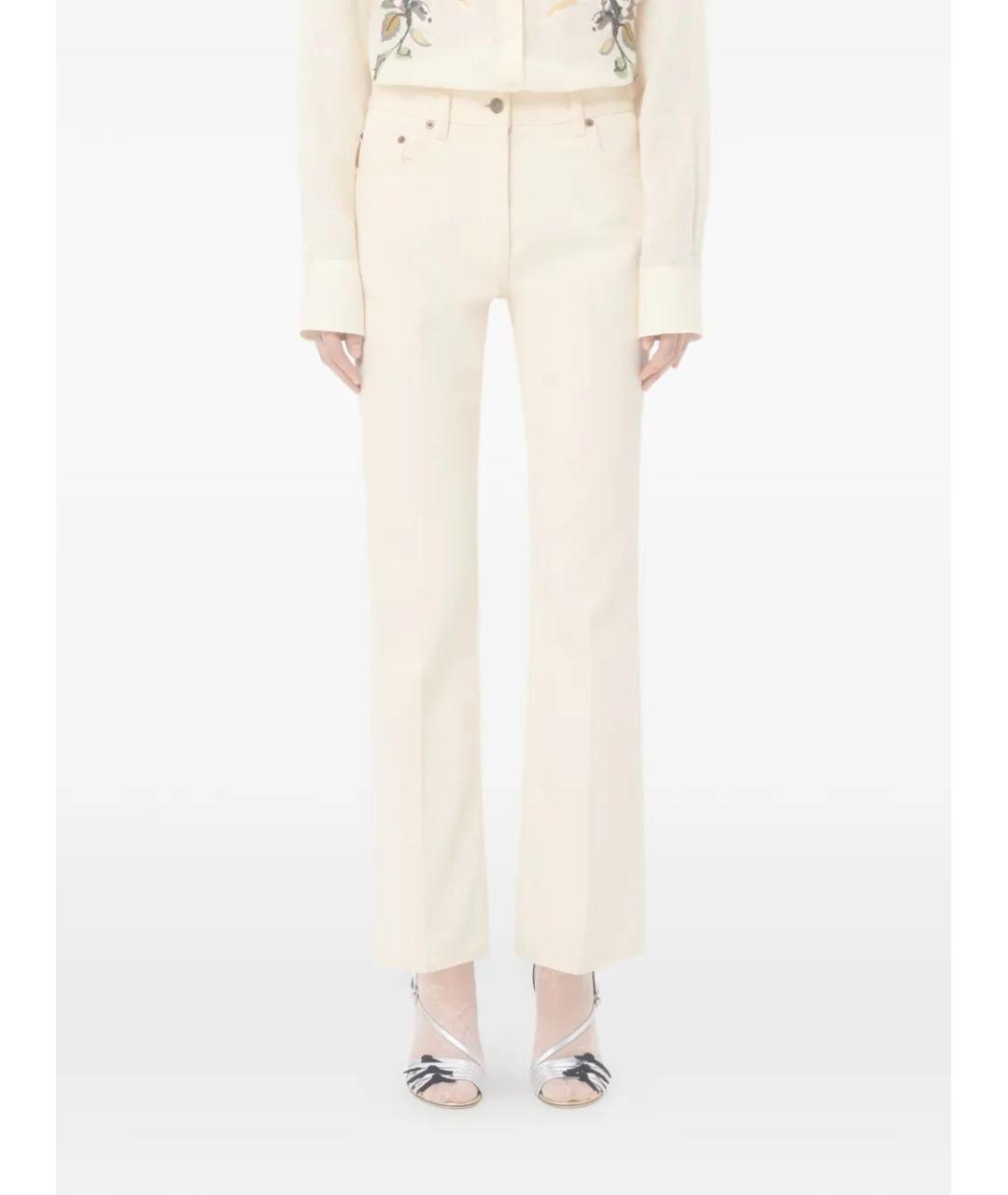 VALENTINO Бежевые хлопковые прямые джинсы, фото 4