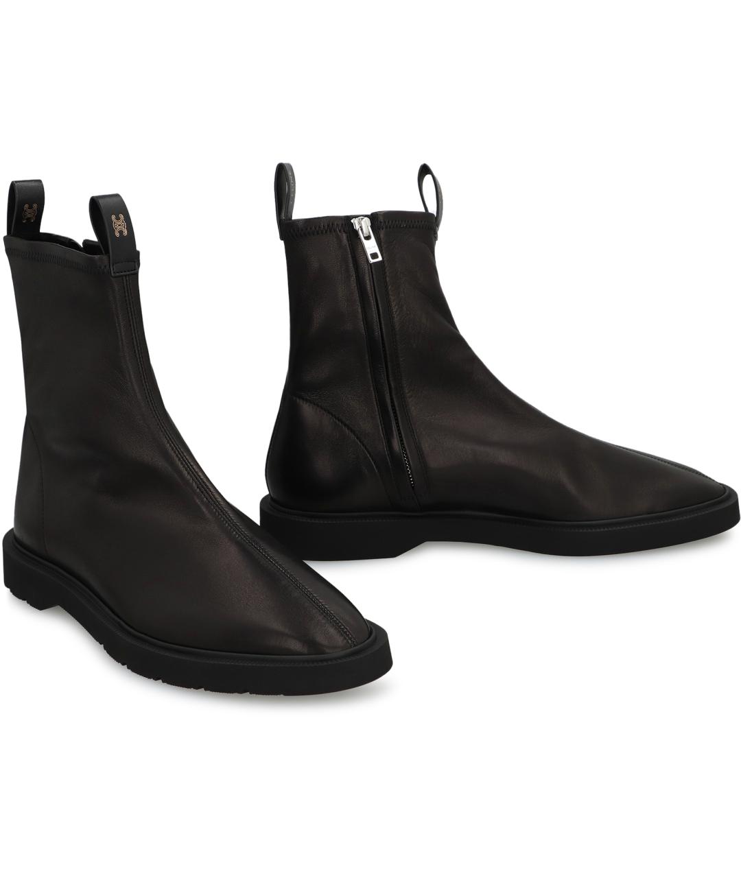 CELINE Черные кожаные высокие ботинки, фото 3