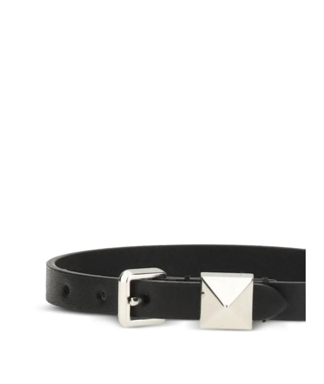 VALENTINO Черный кожаный браслет, фото 3