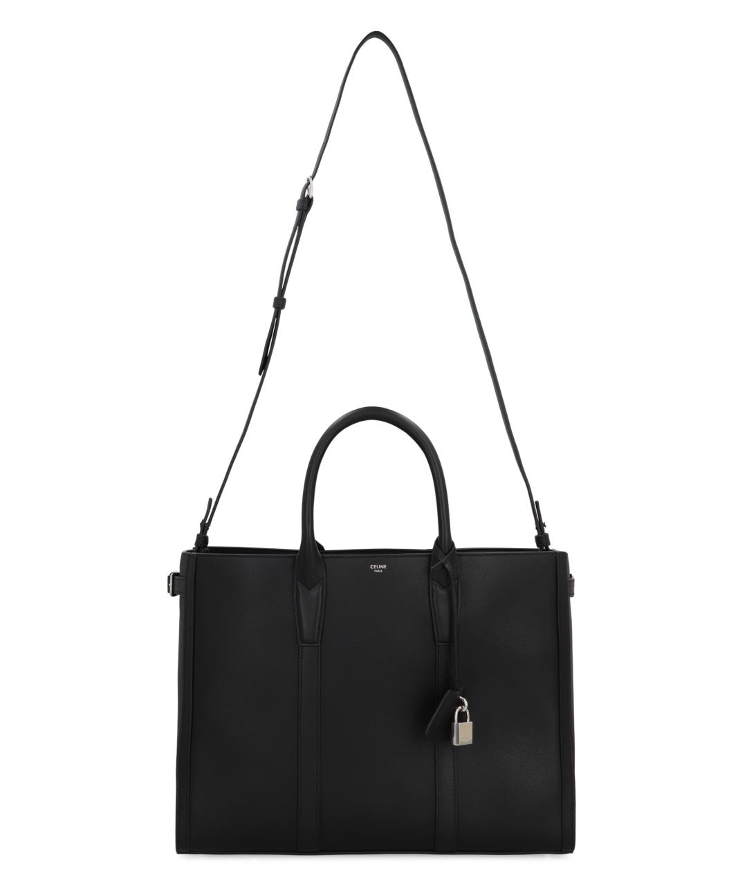 CELINE Черная кожаная сумка тоут, фото 5