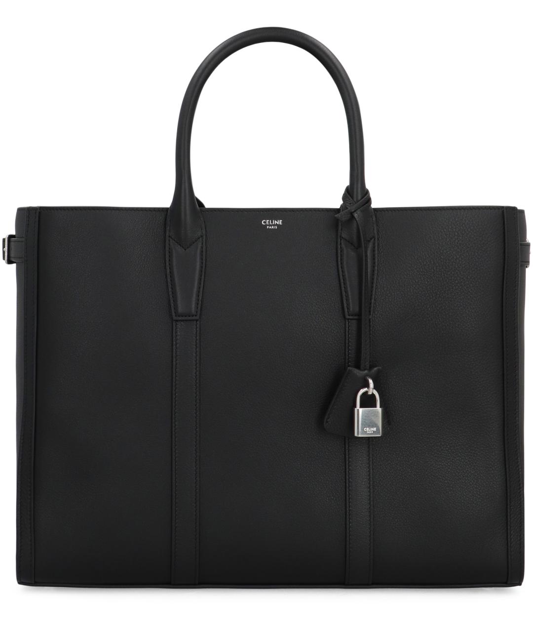 CELINE Черная кожаная сумка тоут, фото 2