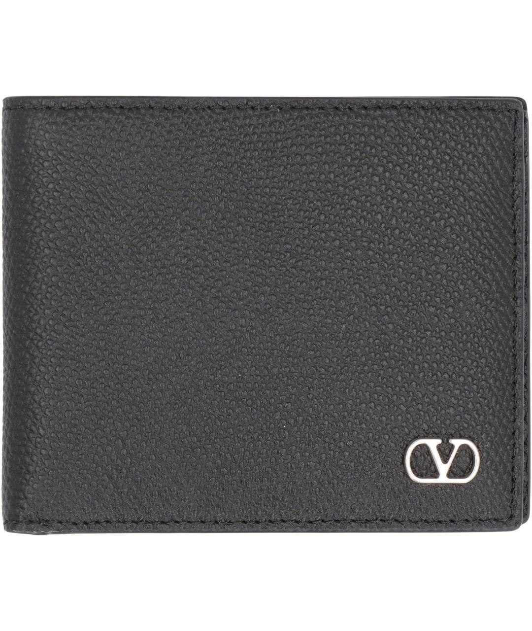 VALENTINO Черный кожаный кошелек, фото 2