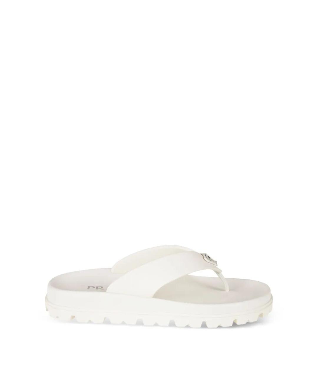 PRADA Белые резиновые шлепанцы, фото 1