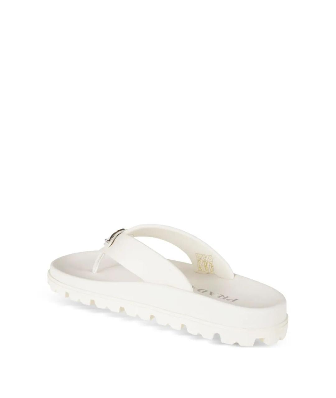 PRADA Белые резиновые шлепанцы, фото 3