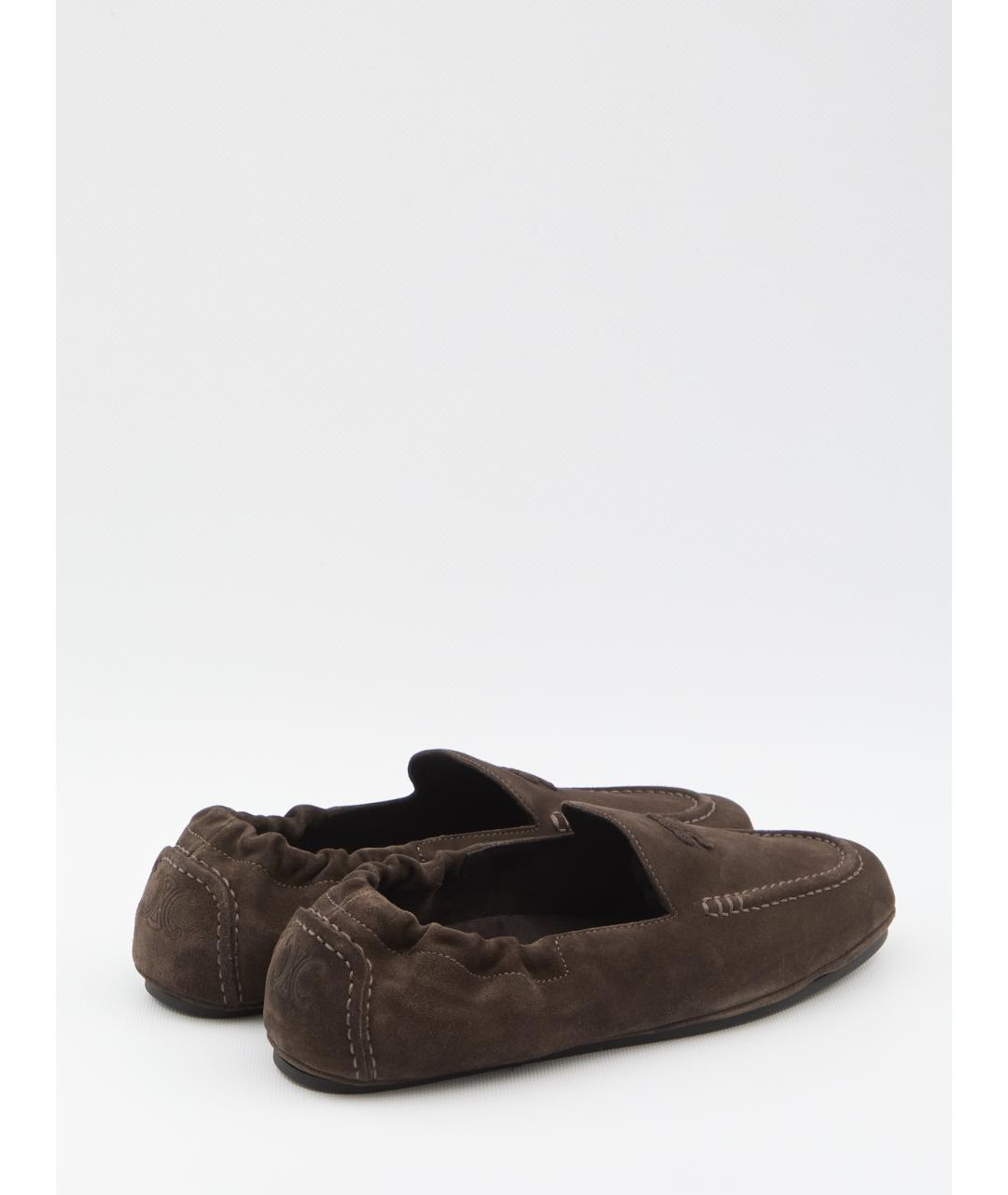 CELINE Коричневые замшевые лоферы, фото 3