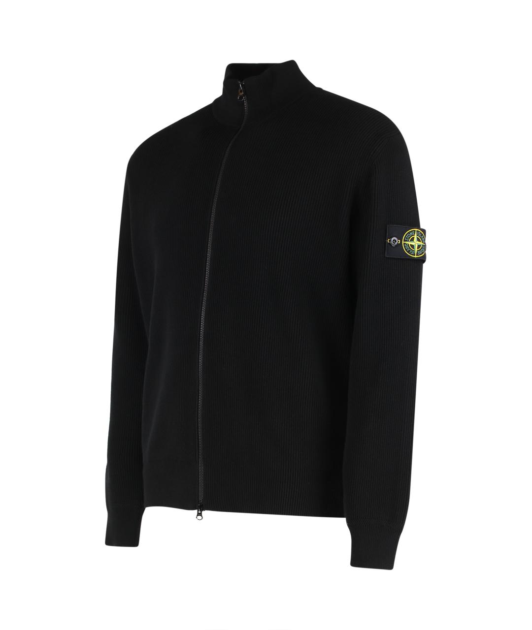 STONE ISLAND Черный хлопковый кардиган, фото 3