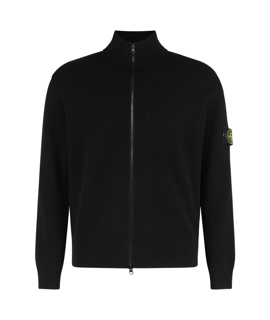 STONE ISLAND Черный хлопковый кардиган, фото 1