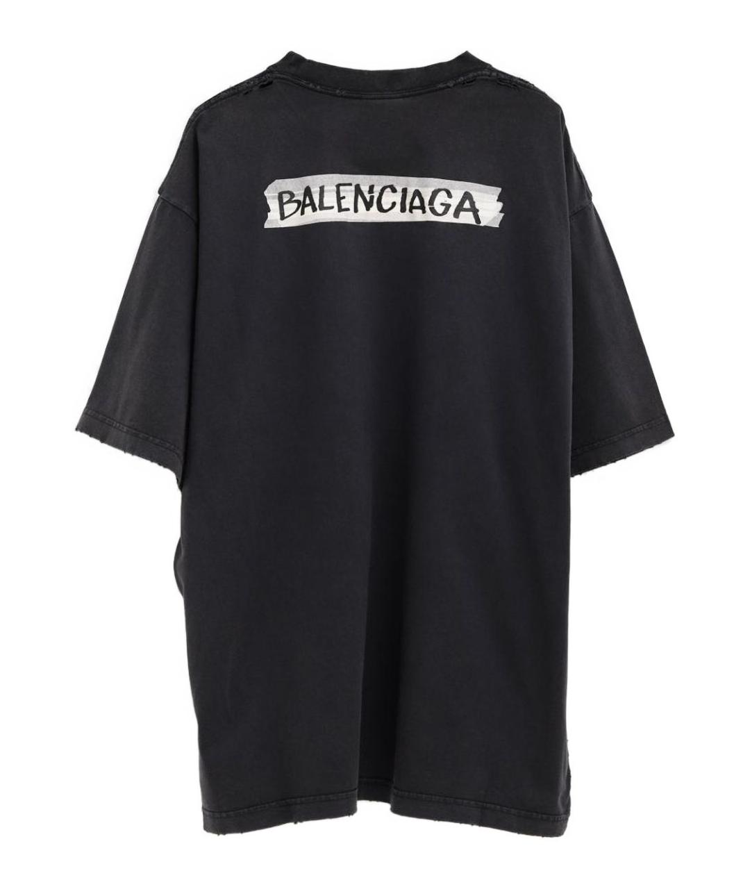 BALENCIAGA Черная хлопковая футболка, фото 3