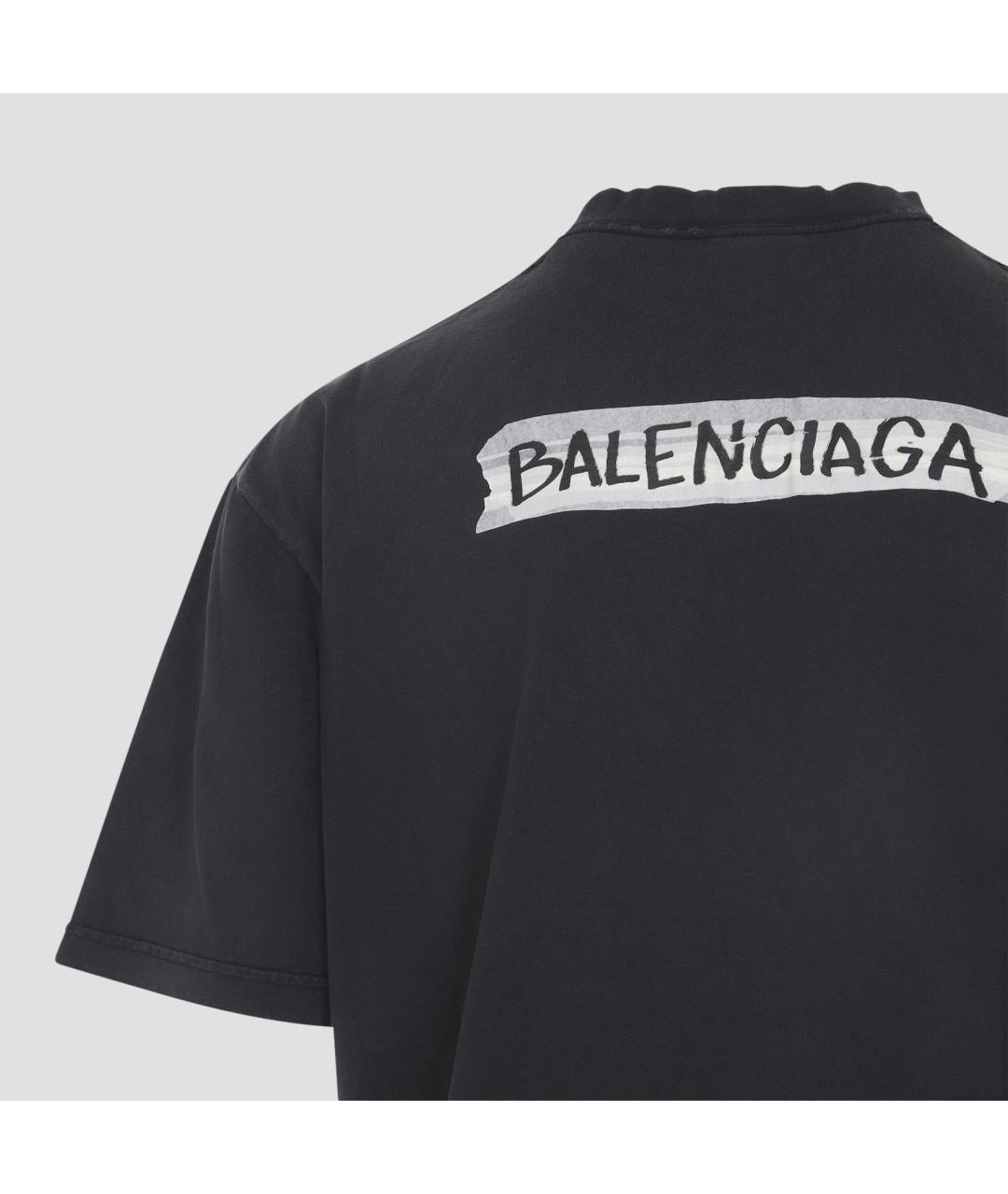 BALENCIAGA Черная хлопковая футболка, фото 4