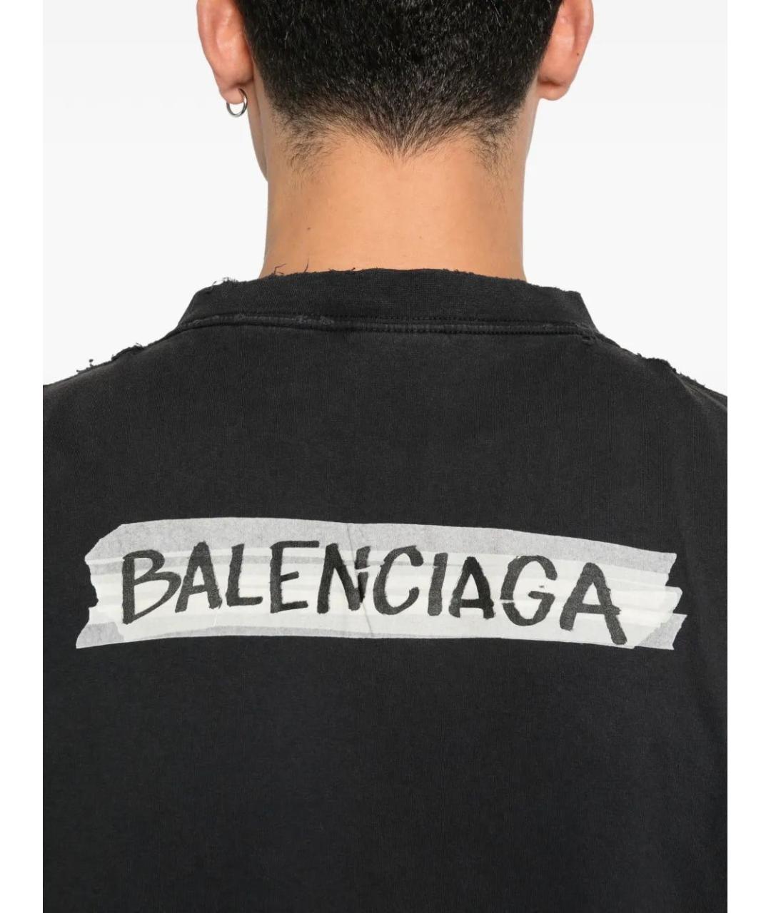 BALENCIAGA Черная хлопковая футболка, фото 5