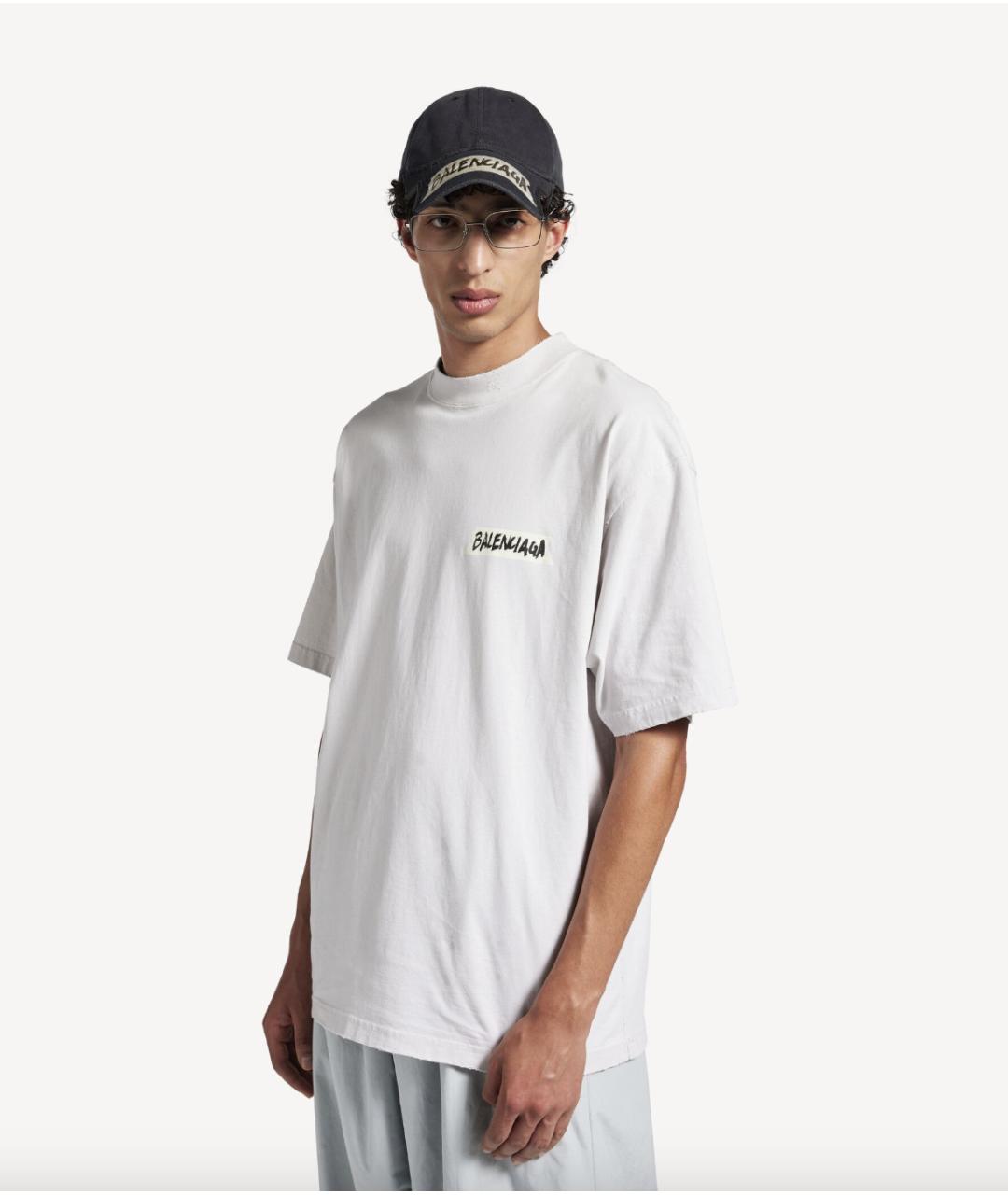 BALENCIAGA Белая хлопковая футболка, фото 6