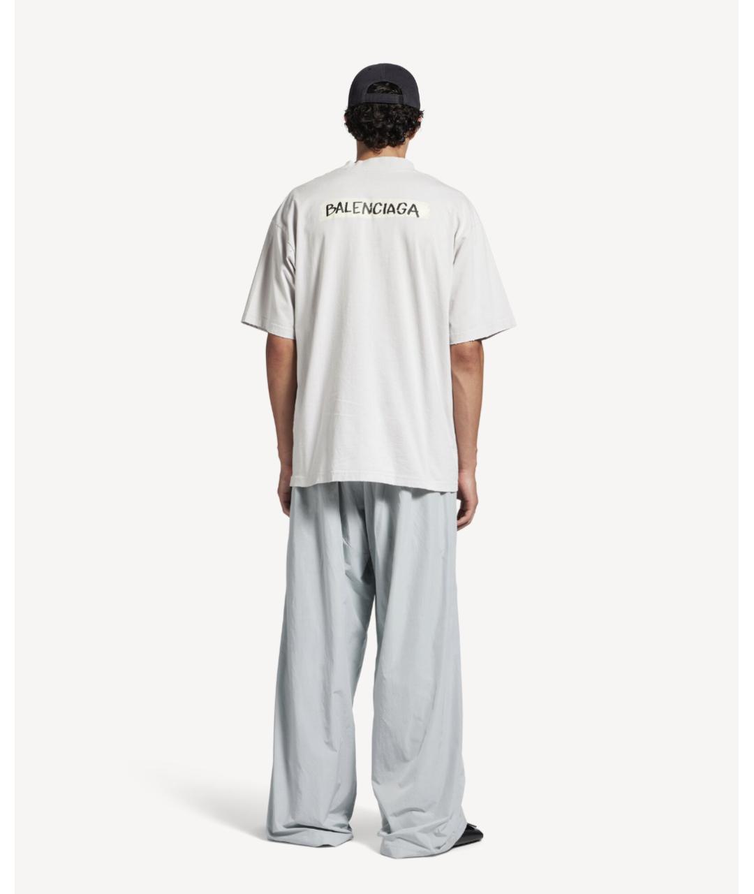 BALENCIAGA Белая хлопковая футболка, фото 5