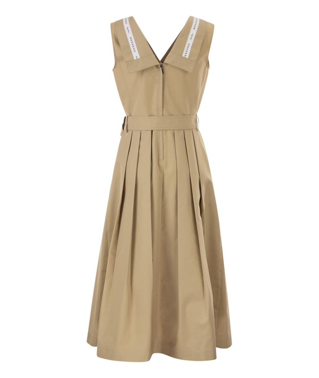 WEEKEND MAX MARA Бежевое хлопковое повседневное платье, фото 2