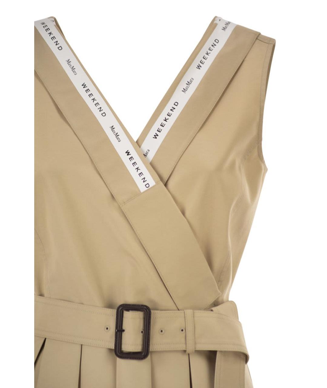WEEKEND MAX MARA Бежевое хлопковое повседневное платье, фото 4