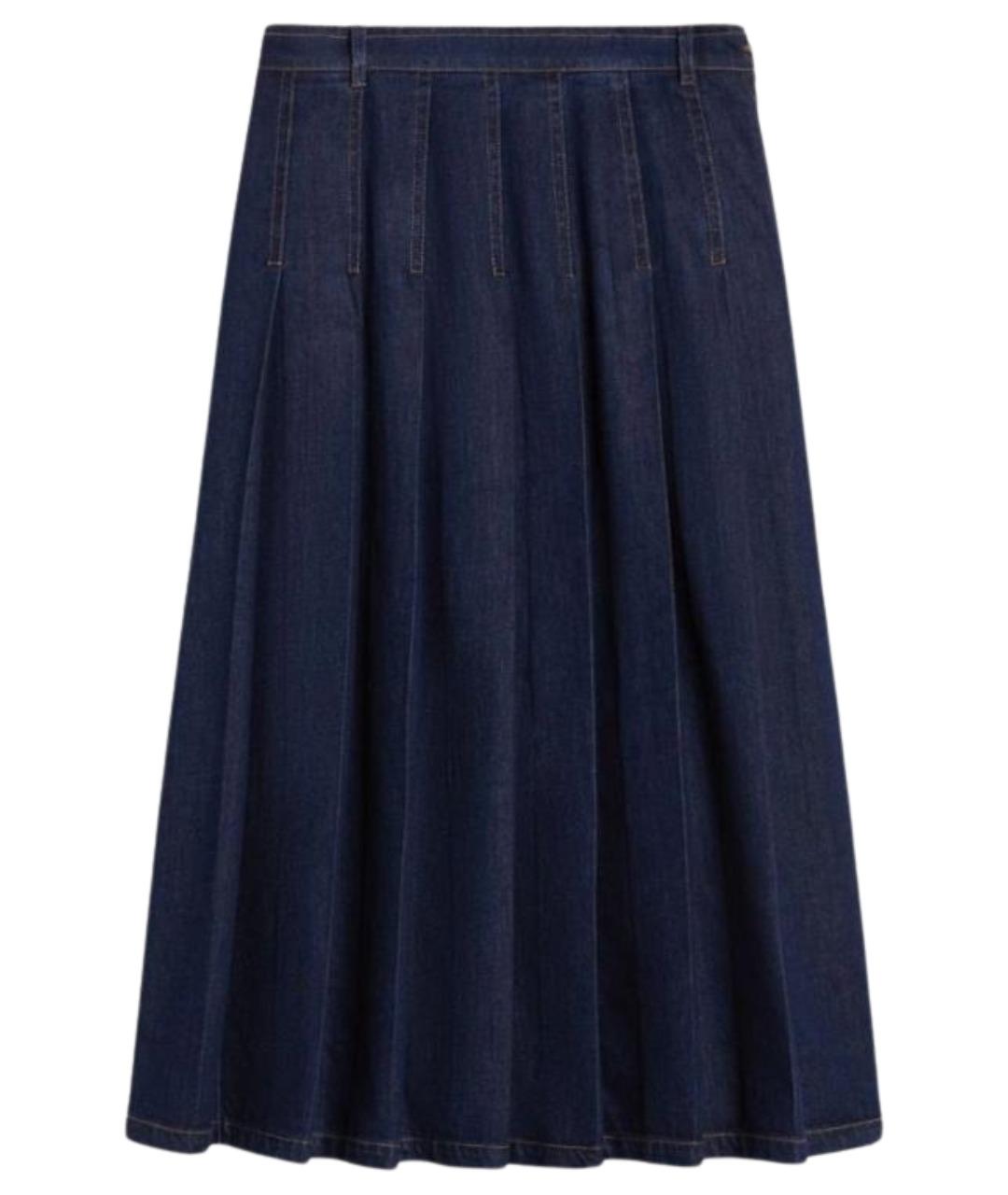 WEEKEND MAX MARA Синяя хлопковая юбка миди, фото 1