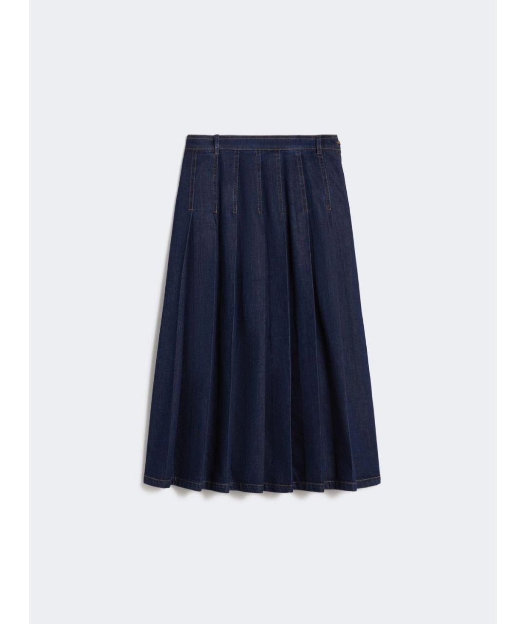 WEEKEND MAX MARA Синяя хлопковая юбка миди, фото 5