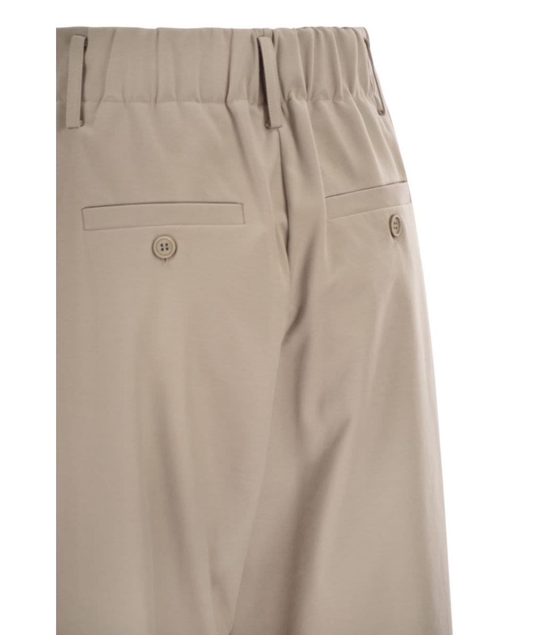 BRUNELLO CUCINELLI Бежевые хлопковые прямые брюки, фото 4