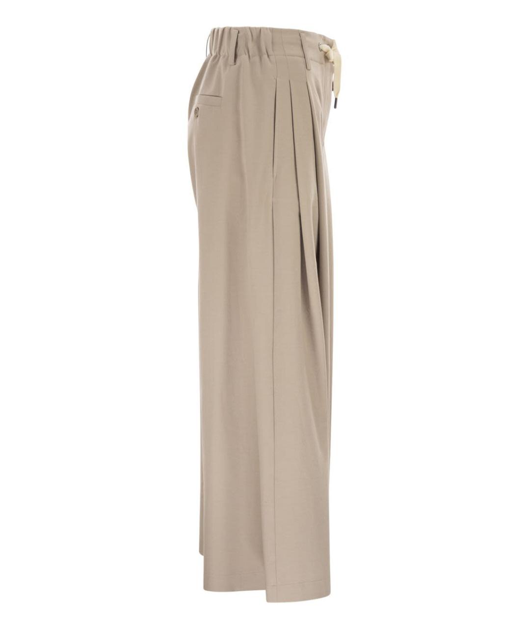 BRUNELLO CUCINELLI Бежевые хлопковые прямые брюки, фото 3