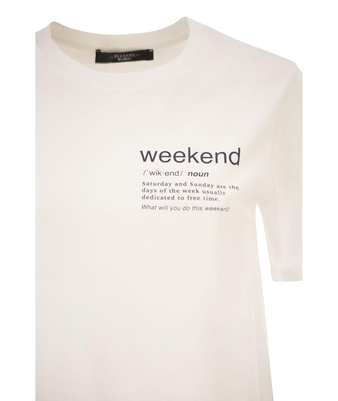 WEEKEND MAX MARA Белая хлопковая футболка, фото 4