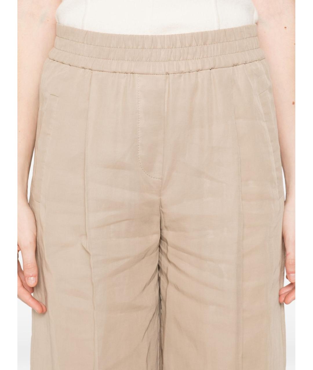 BRUNELLO CUCINELLI Бежевые хлопковые прямые брюки, фото 3