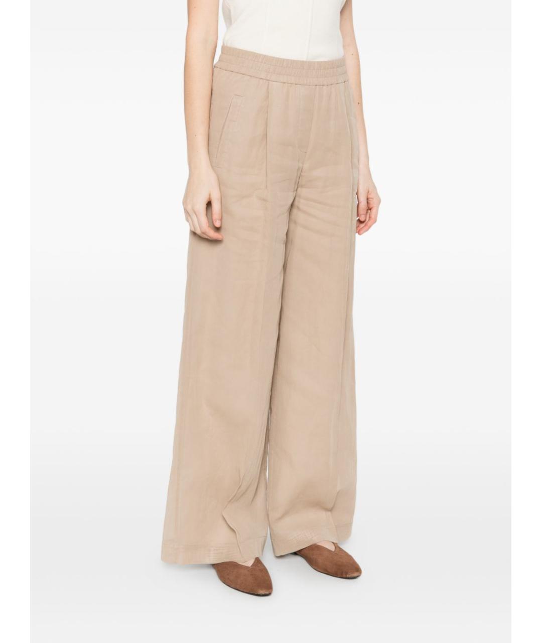 BRUNELLO CUCINELLI Бежевые хлопковые прямые брюки, фото 5