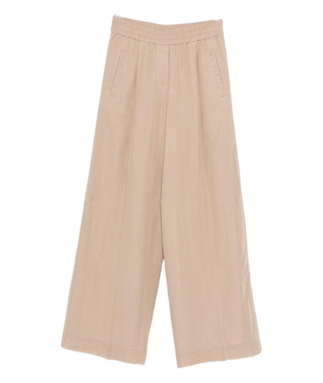 BRUNELLO CUCINELLI Бежевые хлопковые прямые брюки, фото 1