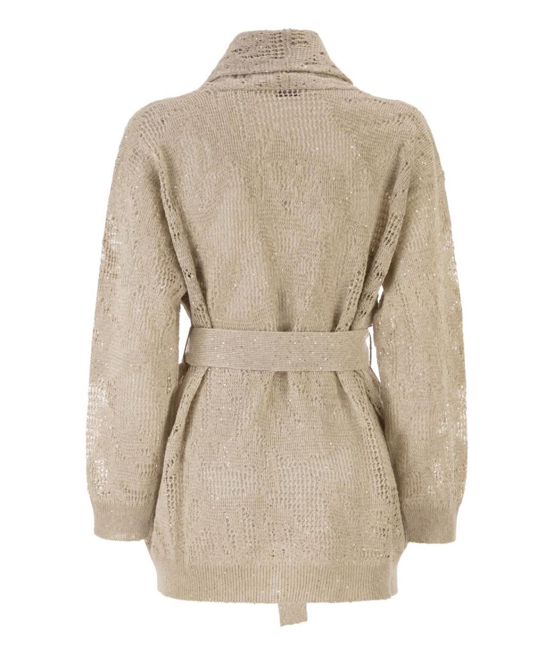 BRUNELLO CUCINELLI Бежевый льняной кардиган, фото 2